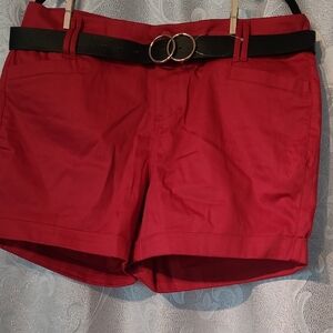 Women's Red Shorts with Black Belt